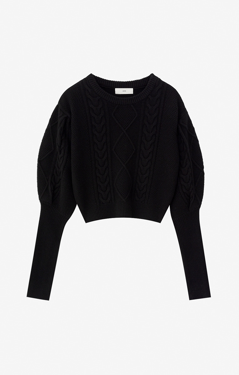 EMMA WOOL CABLE KNIT (BLACK)