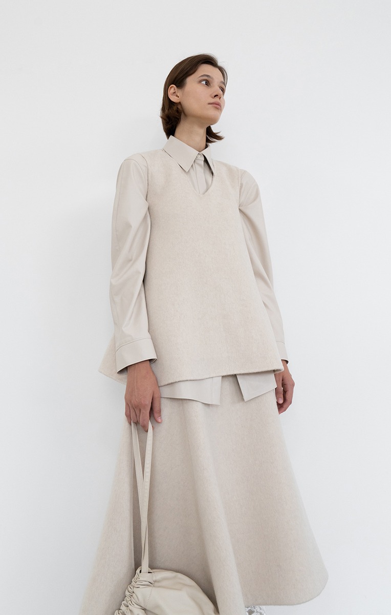 Emma wool and fox-blend asymmetric skirt
