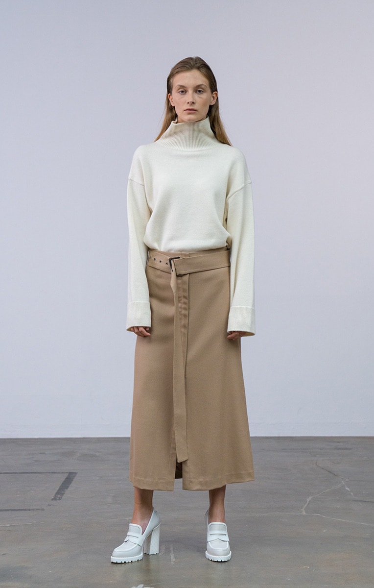 Wool Slit Skirt