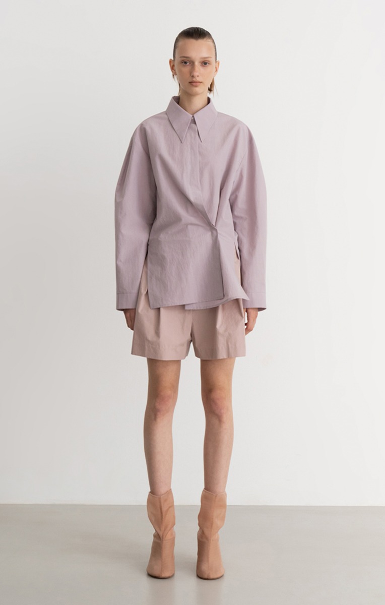 PALE PINK PLEATED COTTON SHORTS (PALE PINK) [6/6 예약배송]