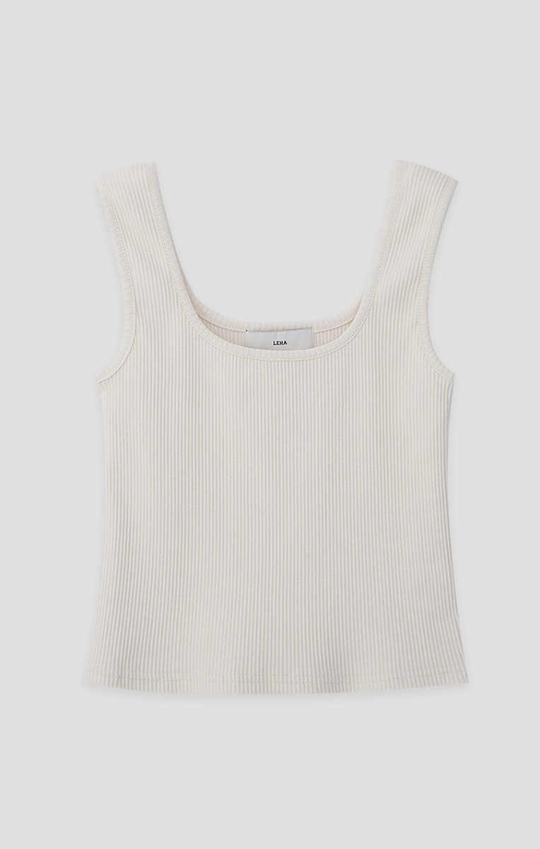 ESSENTIAL RIBBED STRETCH COTTON JERSEY TANK TOP (IVORY)